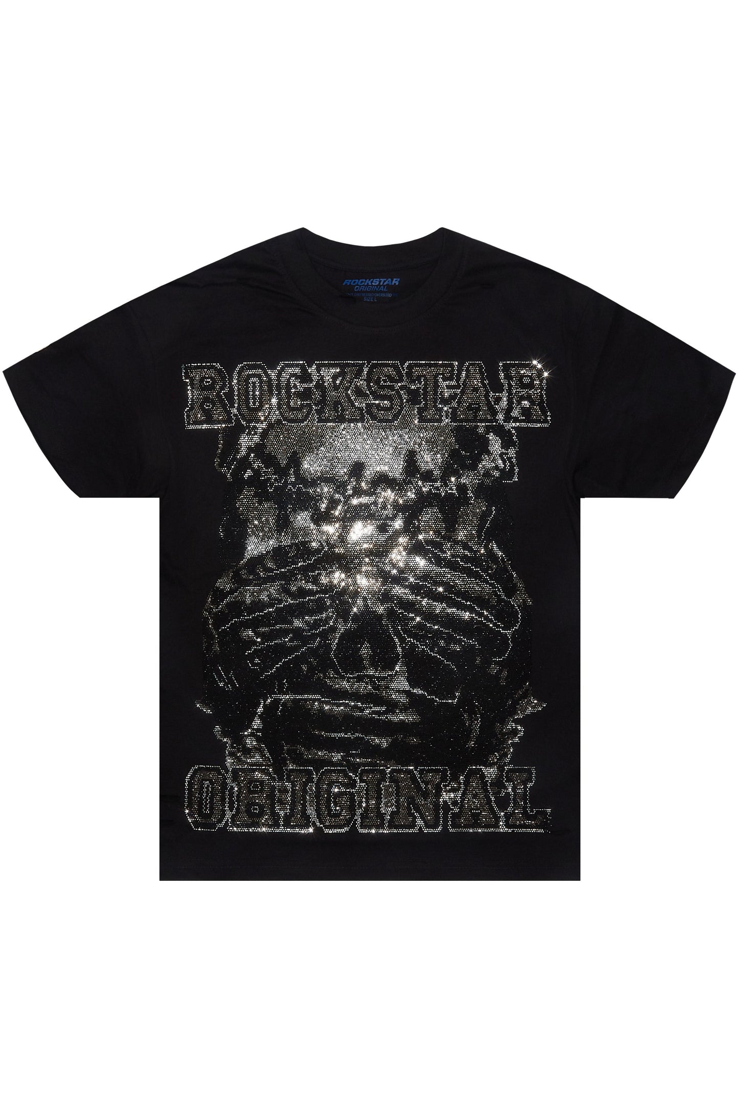 Aithan Black/Grey Graphic Rhinestone T-Shirt