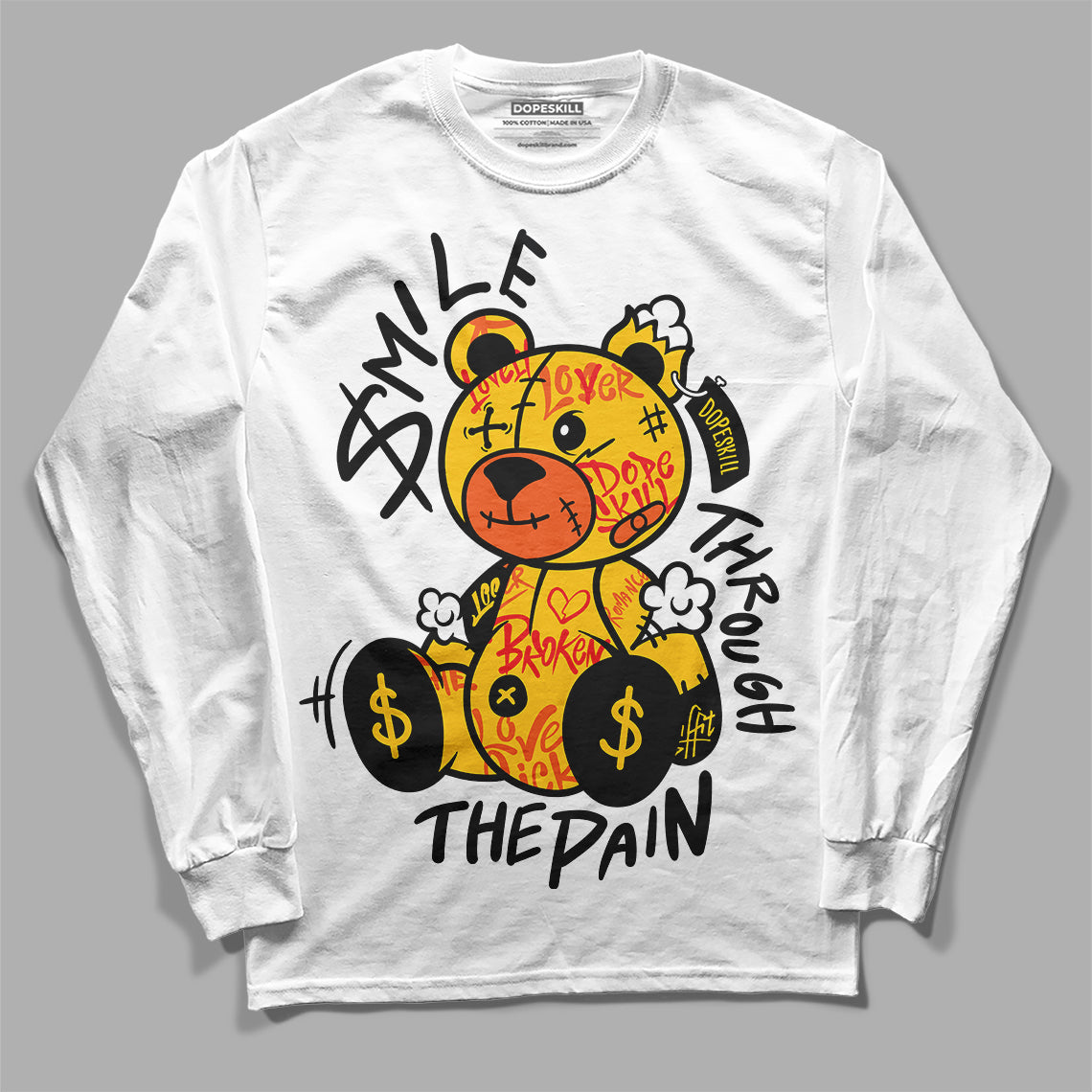 Yellow Collection DopeSkill Long Sleeve T-Shirt Smile Through The Pain Graphic