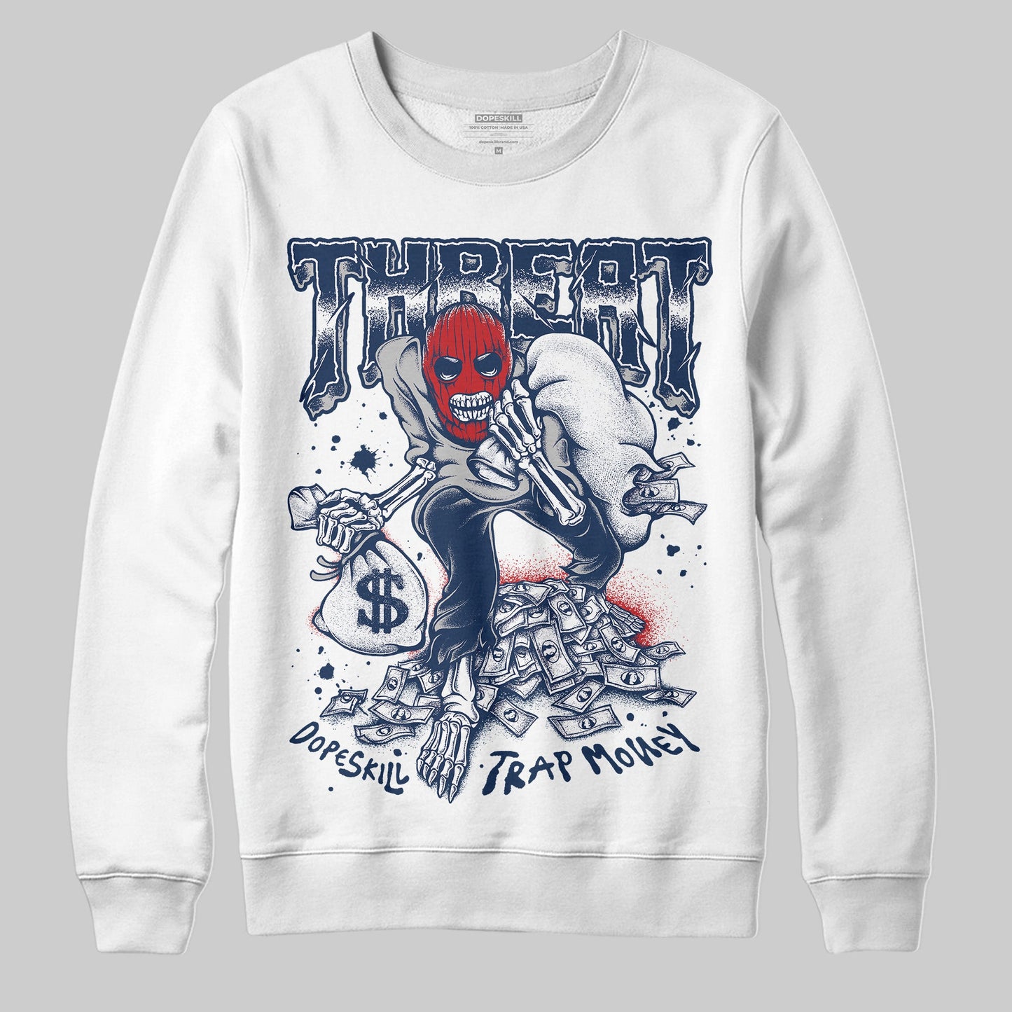 Summit White Navy 4s DopeSkill Sweatshirt Threat Graphic