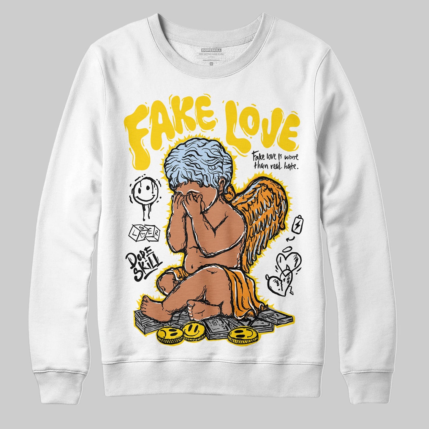 Yellow Ochre 6s DopeSkill Sweatshirt False Love Graphic