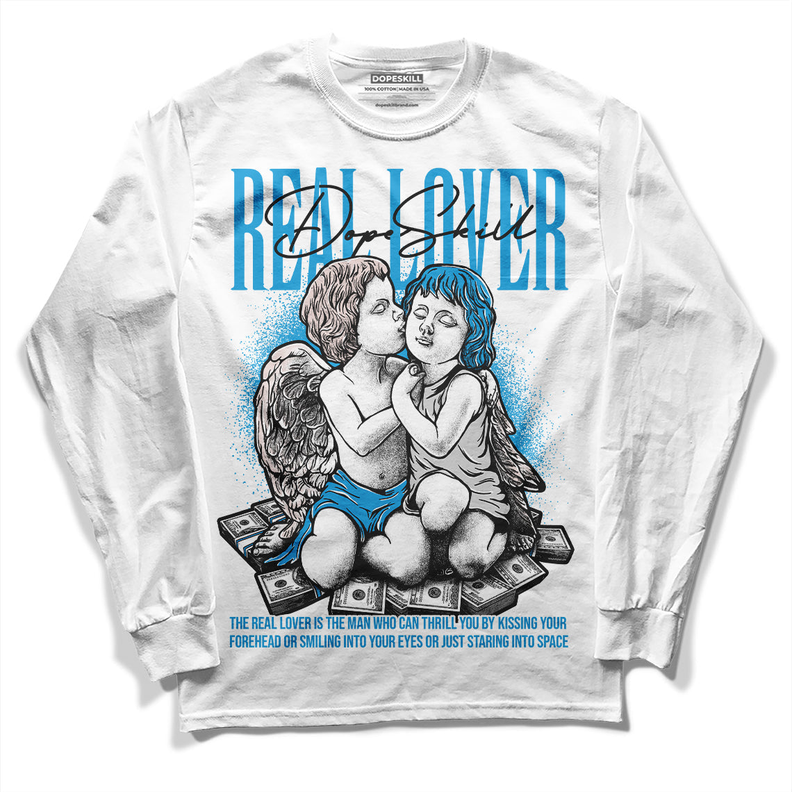 Military Blue 4s DopeSkill Long Sleeve T-Shirt Real Lover Graphic