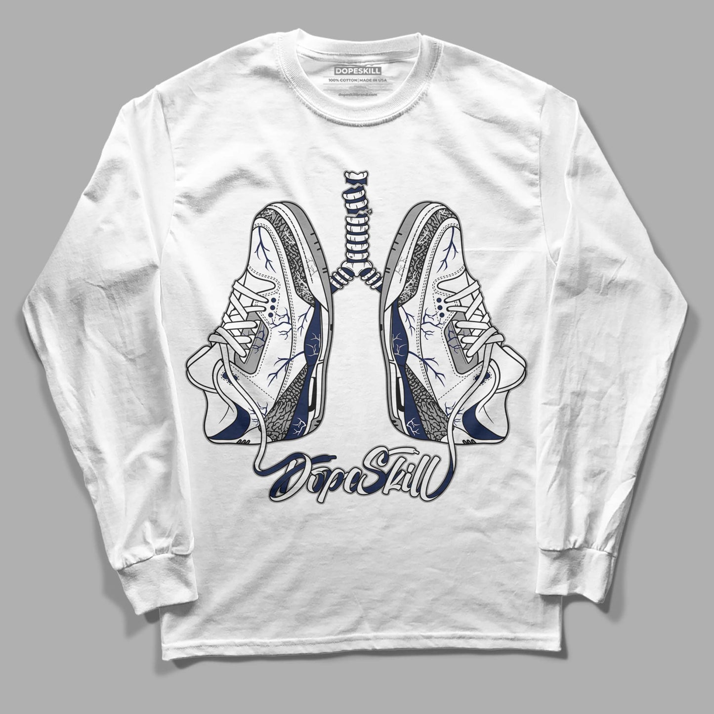 Midnight Navy 3s DopeSkill Long Sleeve T-Shirt Breathe Graphic