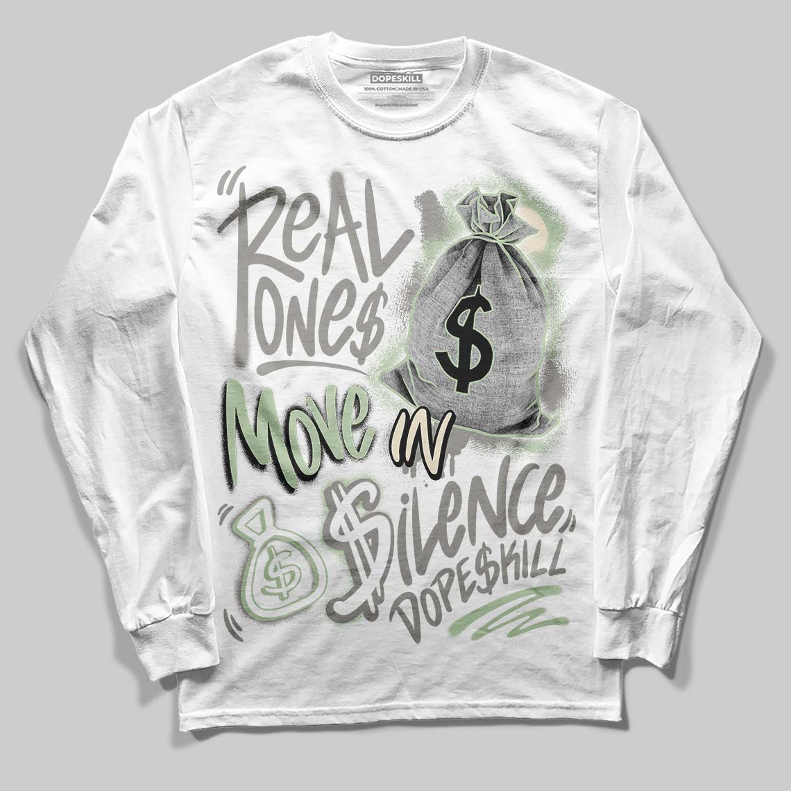 Seafoam 4s 2025 DopeSkill Long Sleeve T-Shirt Real Ones Move In Silence Graphic
