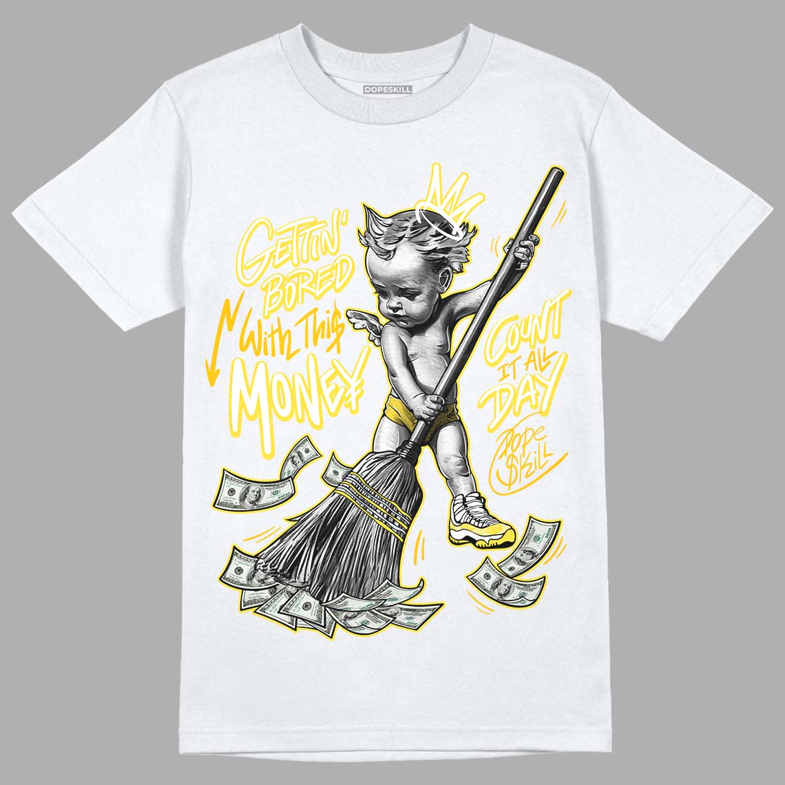 Yellow Snakeskin 11s DopeSkill T-Shirt Gettin Bored With This Money Graphic