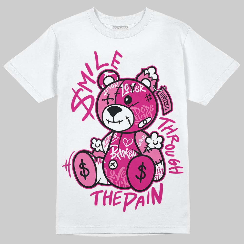 Rick RO Pink Leather Sneakers DopeSkill T-Shirt Smile Through The Pain Graphic