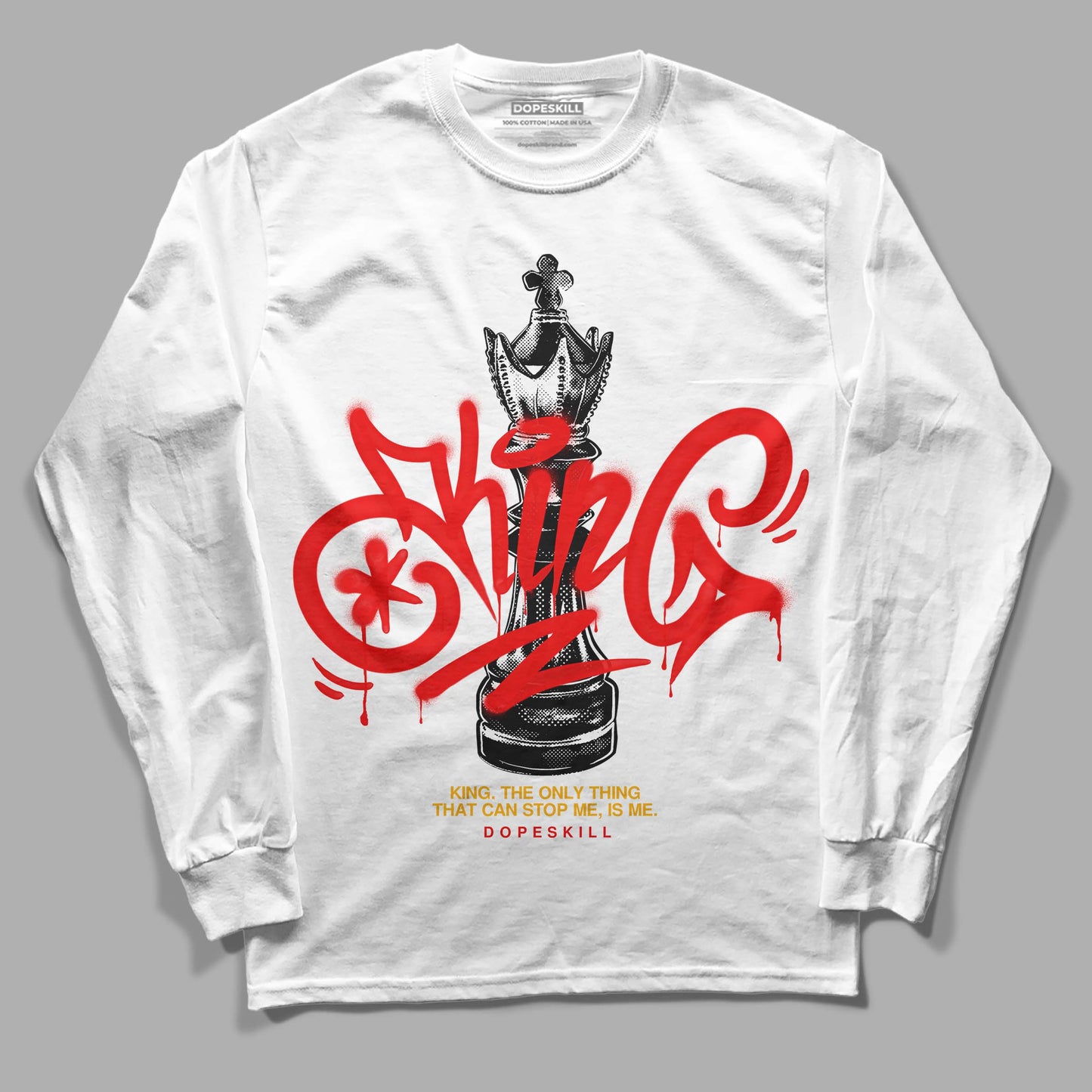 Red Collection DopeSkill Long Sleeve T-Shirt King Chess Graphic