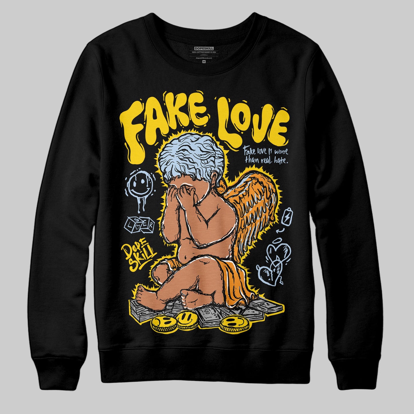 Yellow Ochre 6s DopeSkill Sweatshirt False Love Graphic