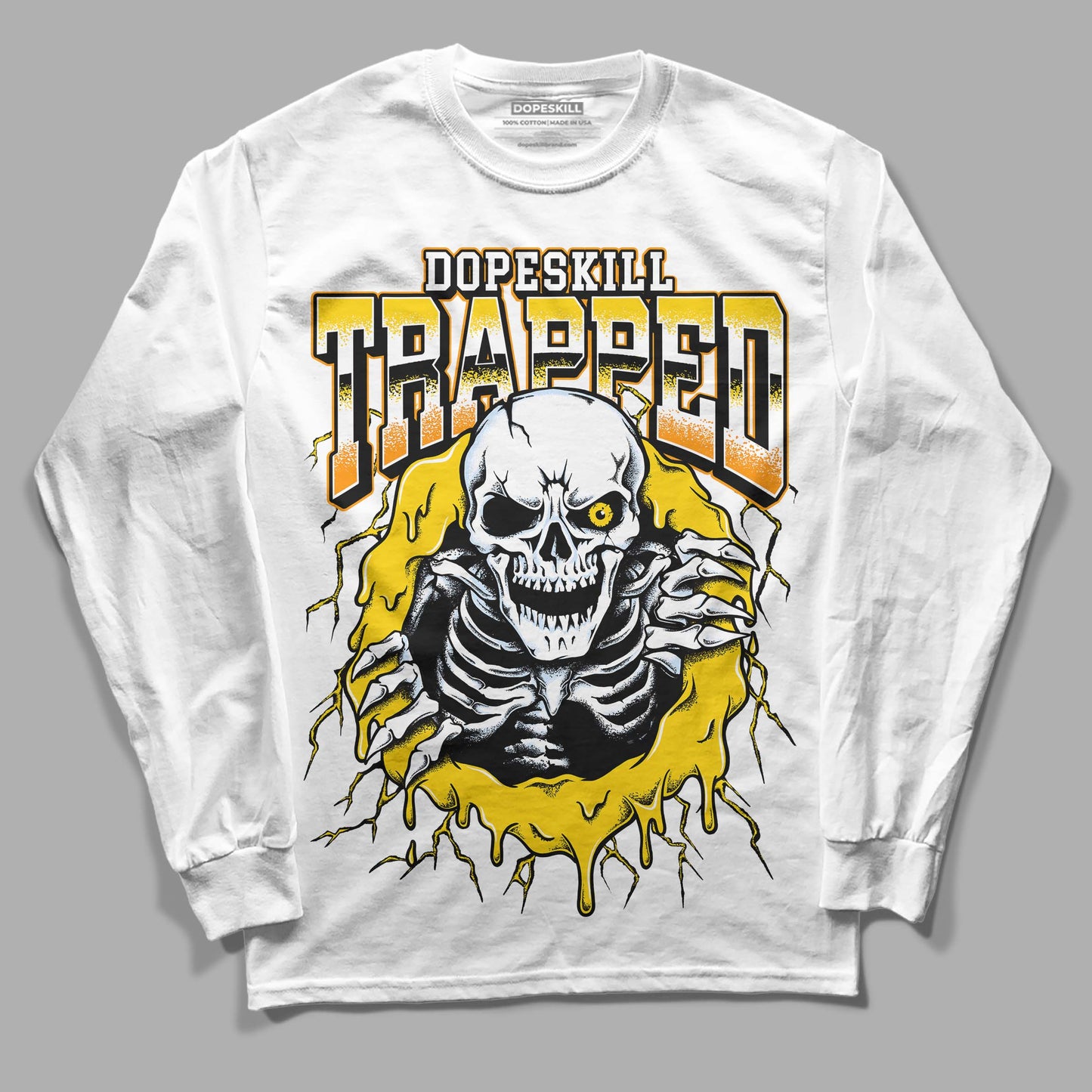 Yellow Ochre 6s DopeSkill Long Sleeve T-Shirt Trapped Halloween Graphic