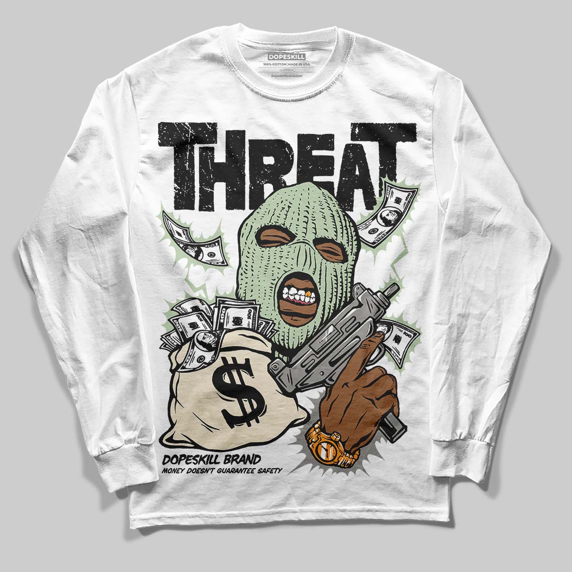 Seafoam 4s 2025 DopeSkill Long Sleeve T-Shirt Under Threat Graphic