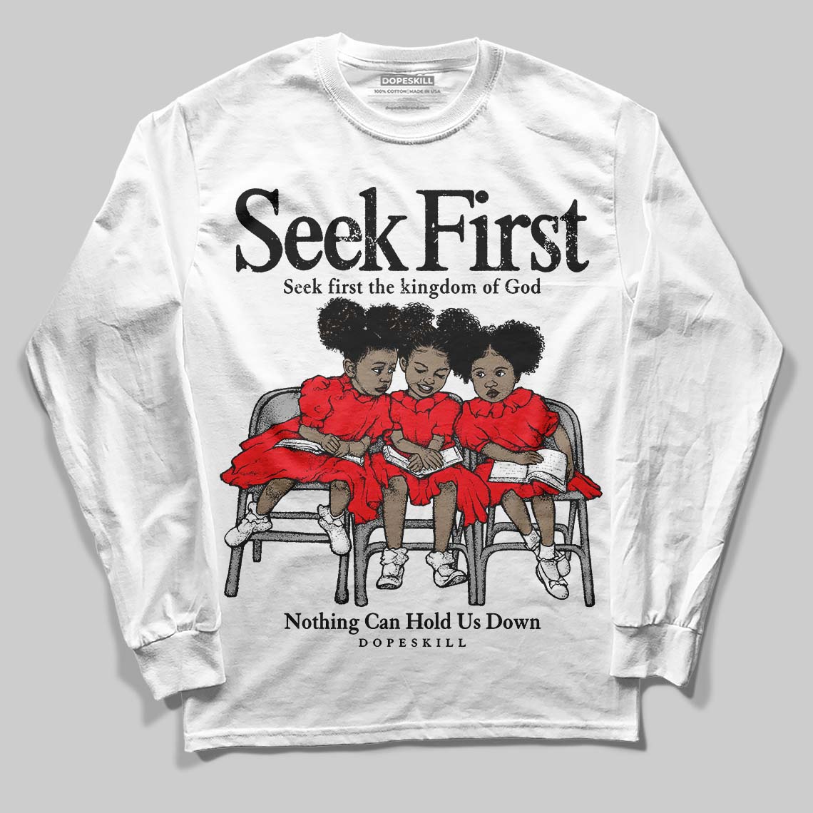 Red Collection DopeSkill Long Sleeve T-Shirt New Seek First Graphic