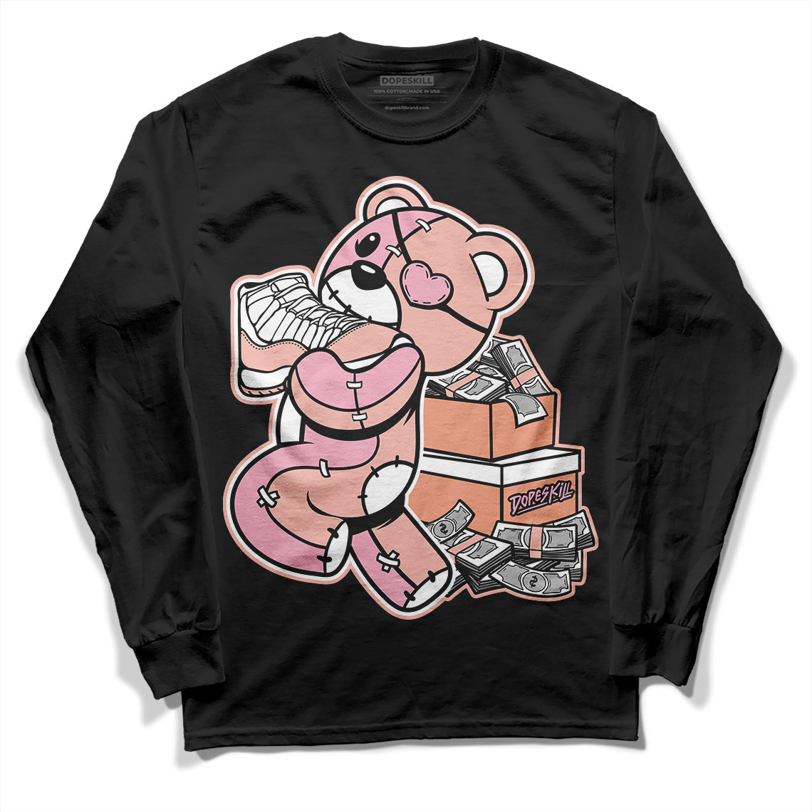 Legend Pink 11s DopeSkill Long Sleeve T-Shirt Bear Steals Sneaker Graphic