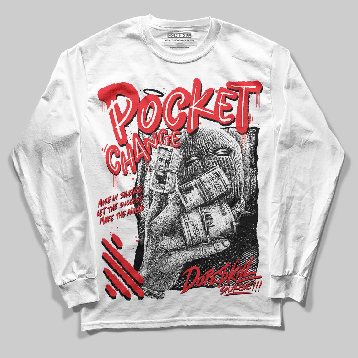 Red Collection DopeSkill Long Sleeve T-Shirt Pocket Change Graphic