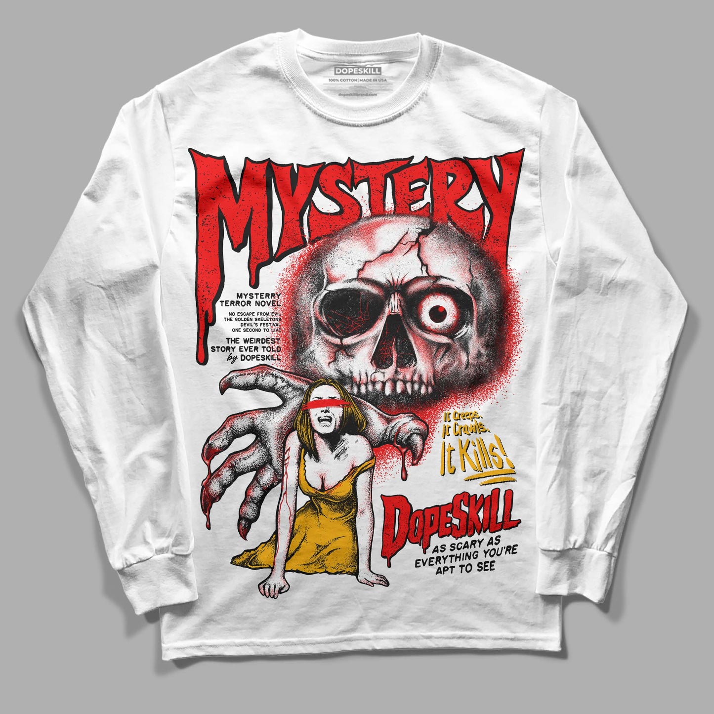 Red Collection DopeSkill Long Sleeve T-Shirt Mystery Ghostly Grasp Graphic