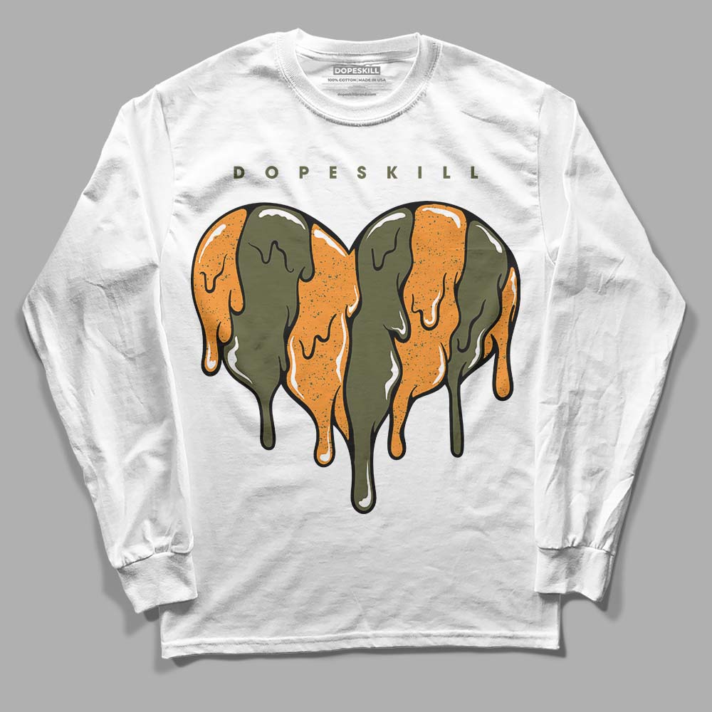 Olive 5s DopeSkill Long Sleeve T-Shirt Slime Drip Heart Graphic