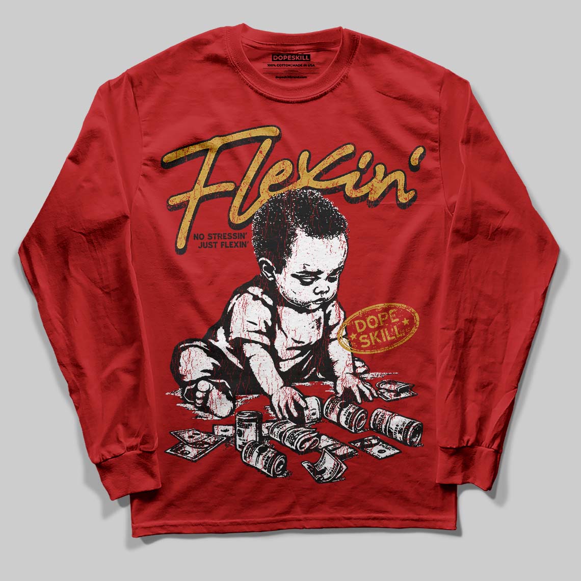 Red Collection DopeSkill Long Sleeve T-Shirt Flexin' Graphic