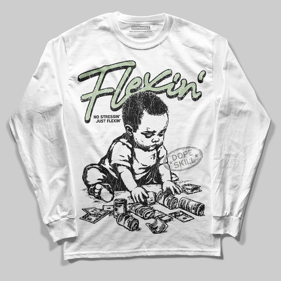 Seafoam 4s 2025 DopeSkill Long Sleeve T-Shirt Flexin' Graphic