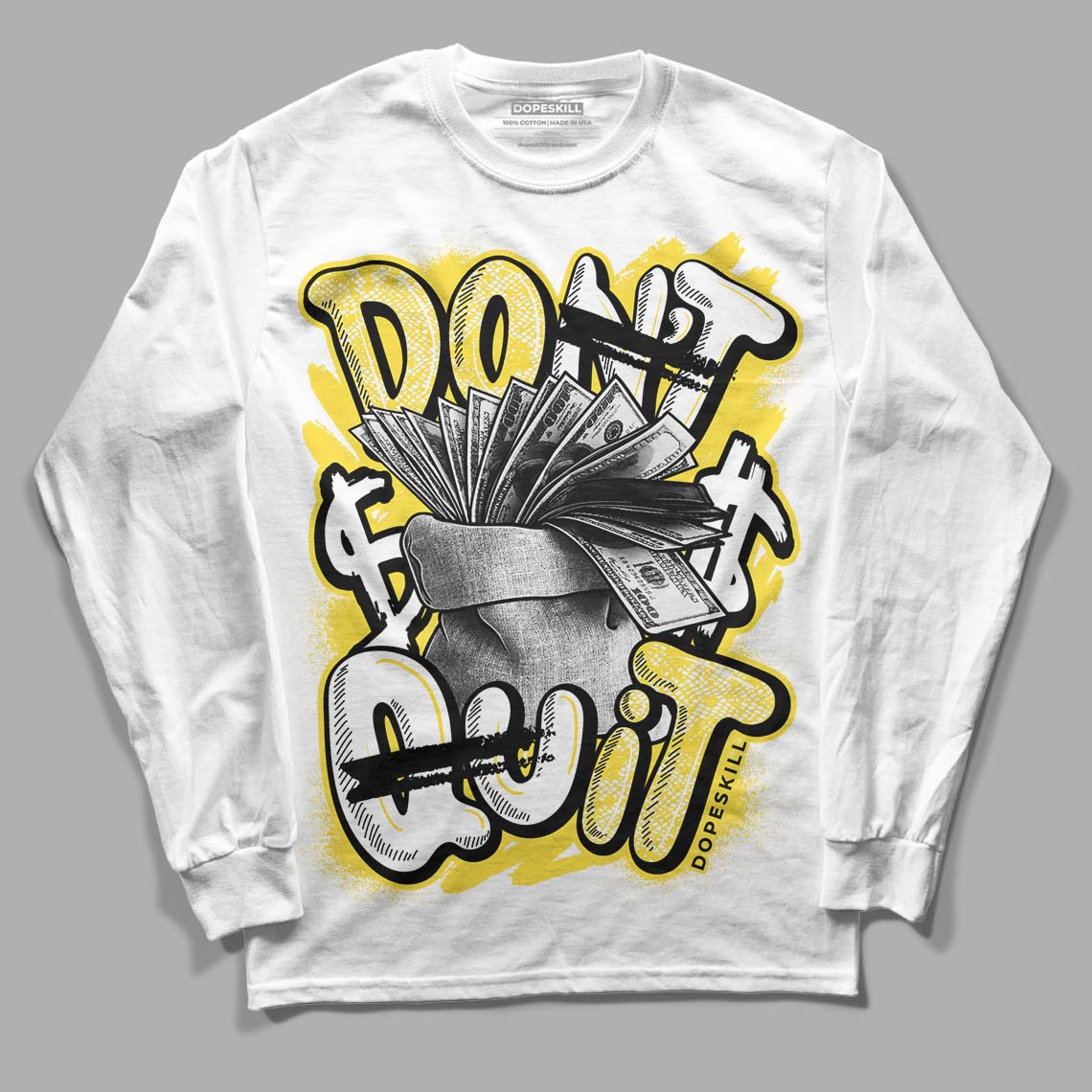 Yellow Snakeskin 11s DopeSkill Long Sleeve T-Shirt Don't Quit Graphic