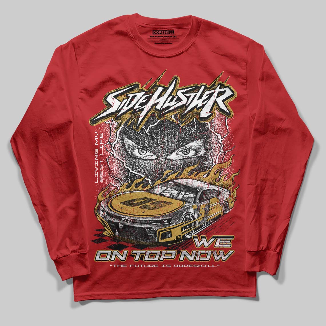 Red Collection DopeSkill Long Sleeve T-Shirt New Side Hustler Graphic