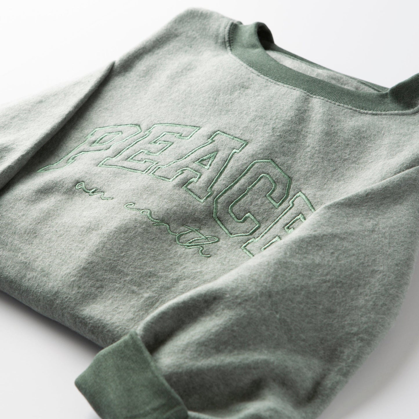 Embroidered Peace on Earth Varsity Fuzzy Sweatshirt - 20