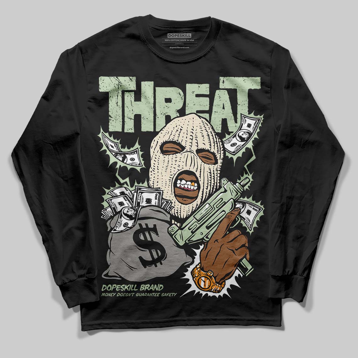 Seafoam 4s 2025 DopeSkill Long Sleeve T-Shirt Under Threat Graphic