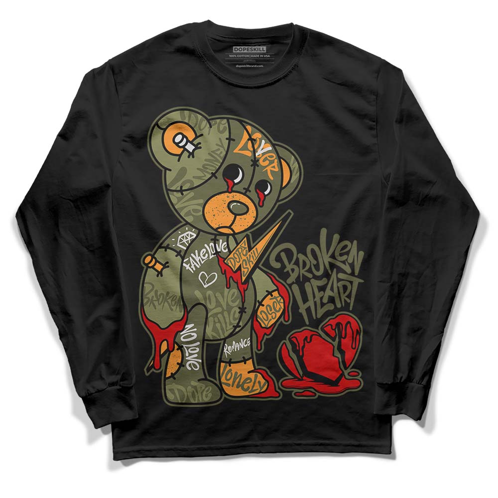 Olive 5s DopeSkill Long Sleeve T-Shirt Broken Heart Graphic