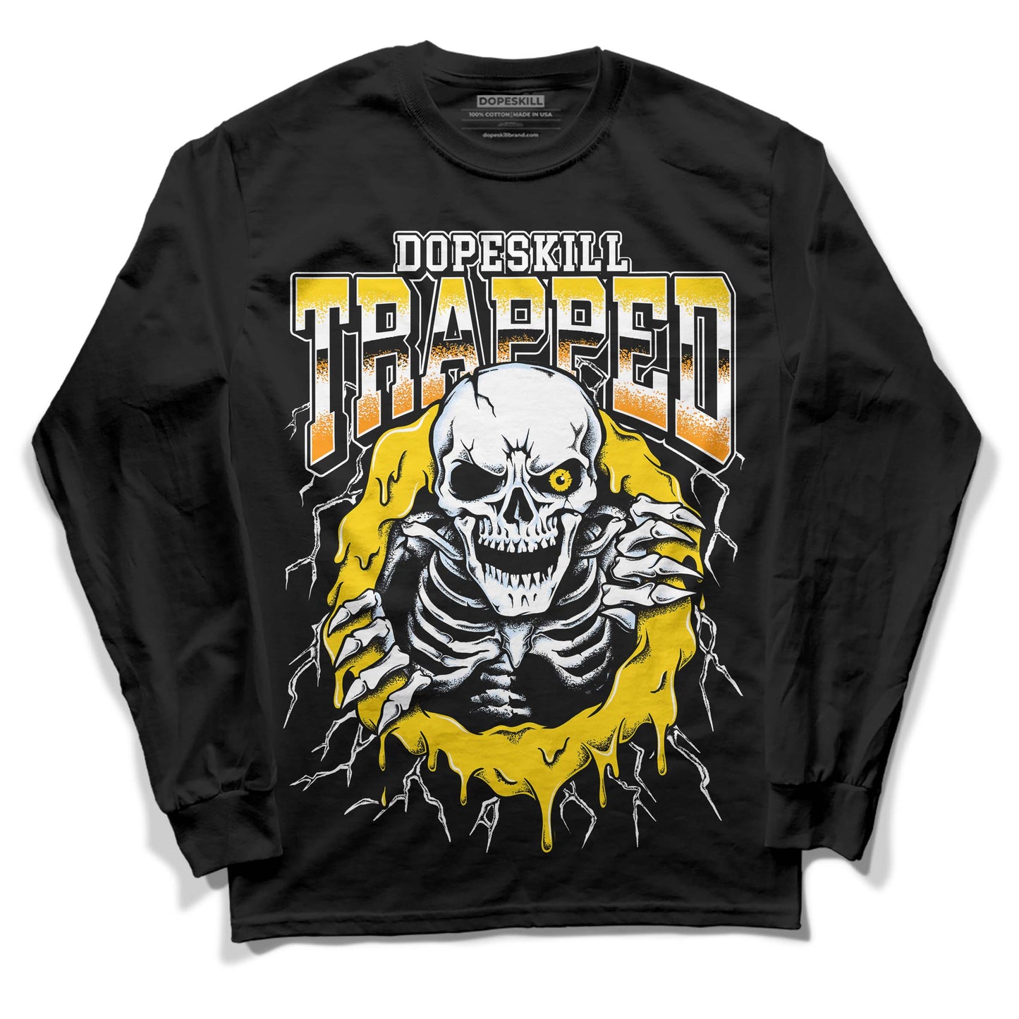 Yellow Ochre 6s DopeSkill Long Sleeve T-Shirt Trapped Halloween Graphic