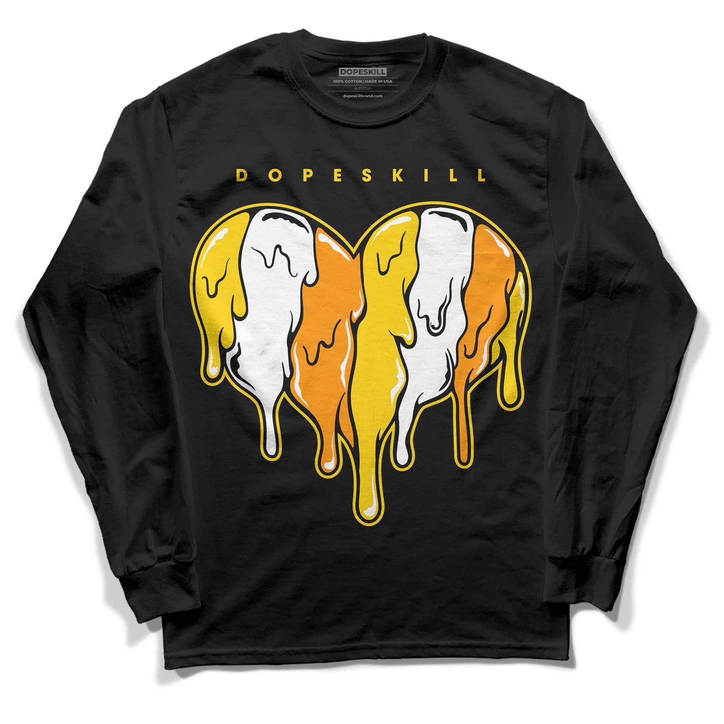 Yellow Ochre 6s DopeSkill Long Sleeve T-Shirt Slime Drip Heart Graphic
