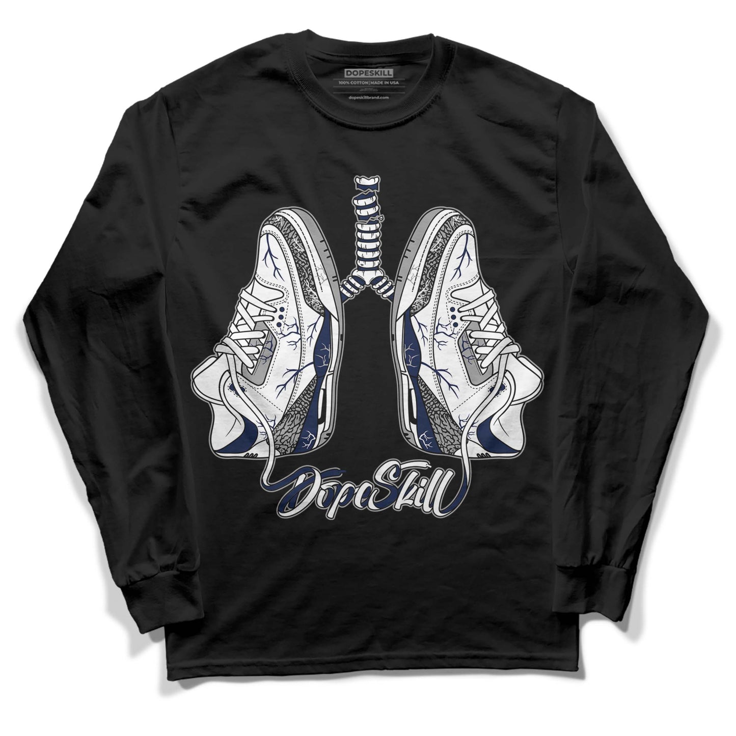 Midnight Navy 3s DopeSkill Long Sleeve T-Shirt Breathe Graphic