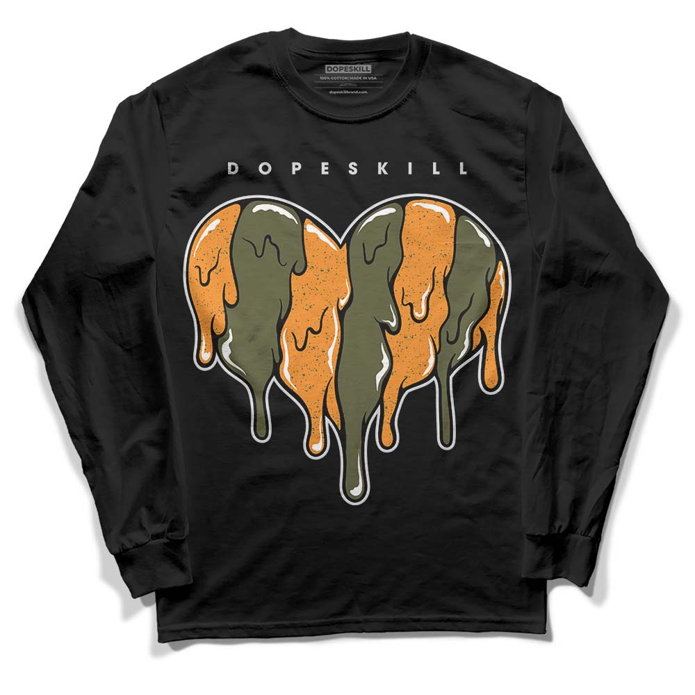Olive 5s DopeSkill Long Sleeve T-Shirt Slime Drip Heart Graphic