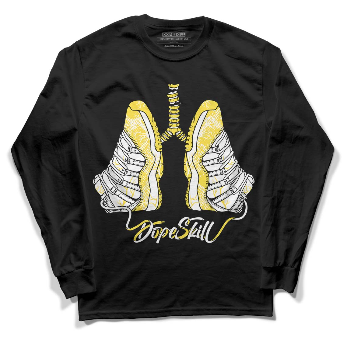 Yellow Snakeskin 11s DopeSkill Long Sleeve T-Shirt Breathe Graphic