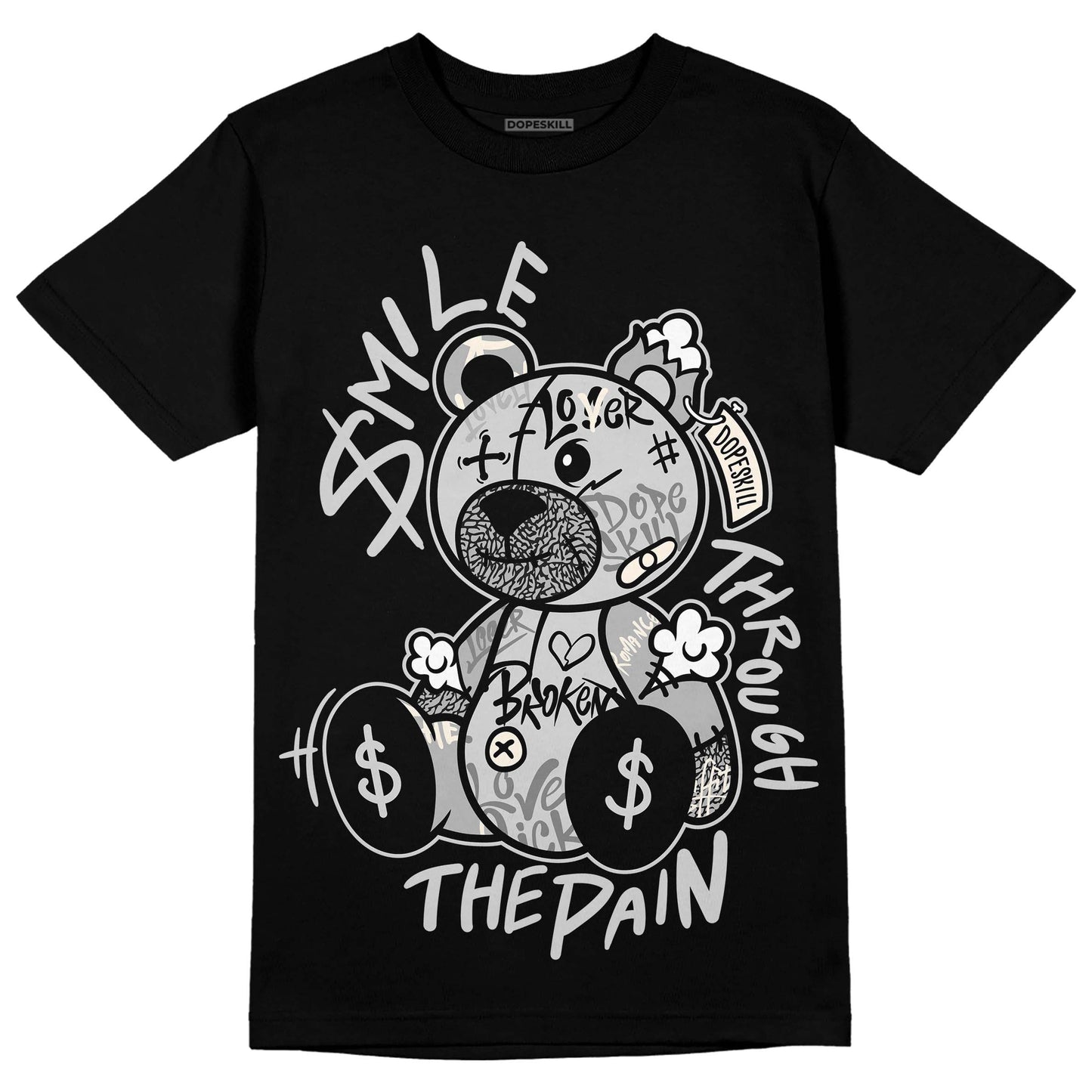 Off Noir 3s DopeSkill T-Shirt Smile Through The Pain Graphic