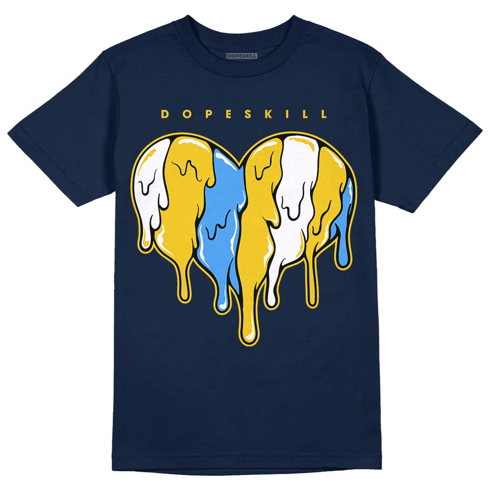 Michigan Dunks DopeSkill Midnight Navy T-Shirt Slime Drip Heart Graphic