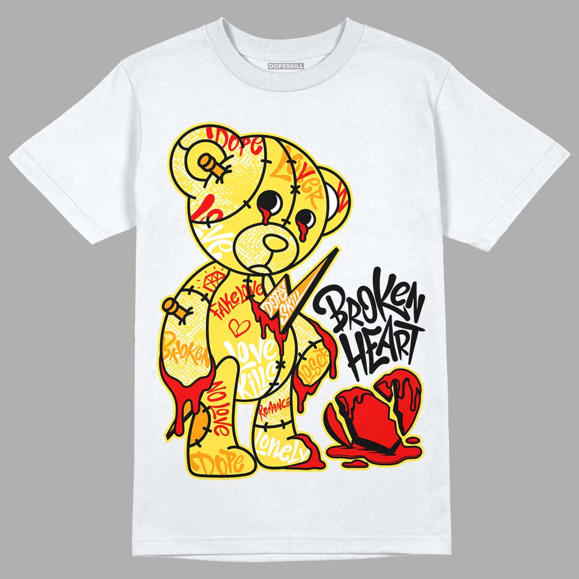 Yellow Snakeskin 11s DopeSkill T-Shirt Broken Heart Graphic