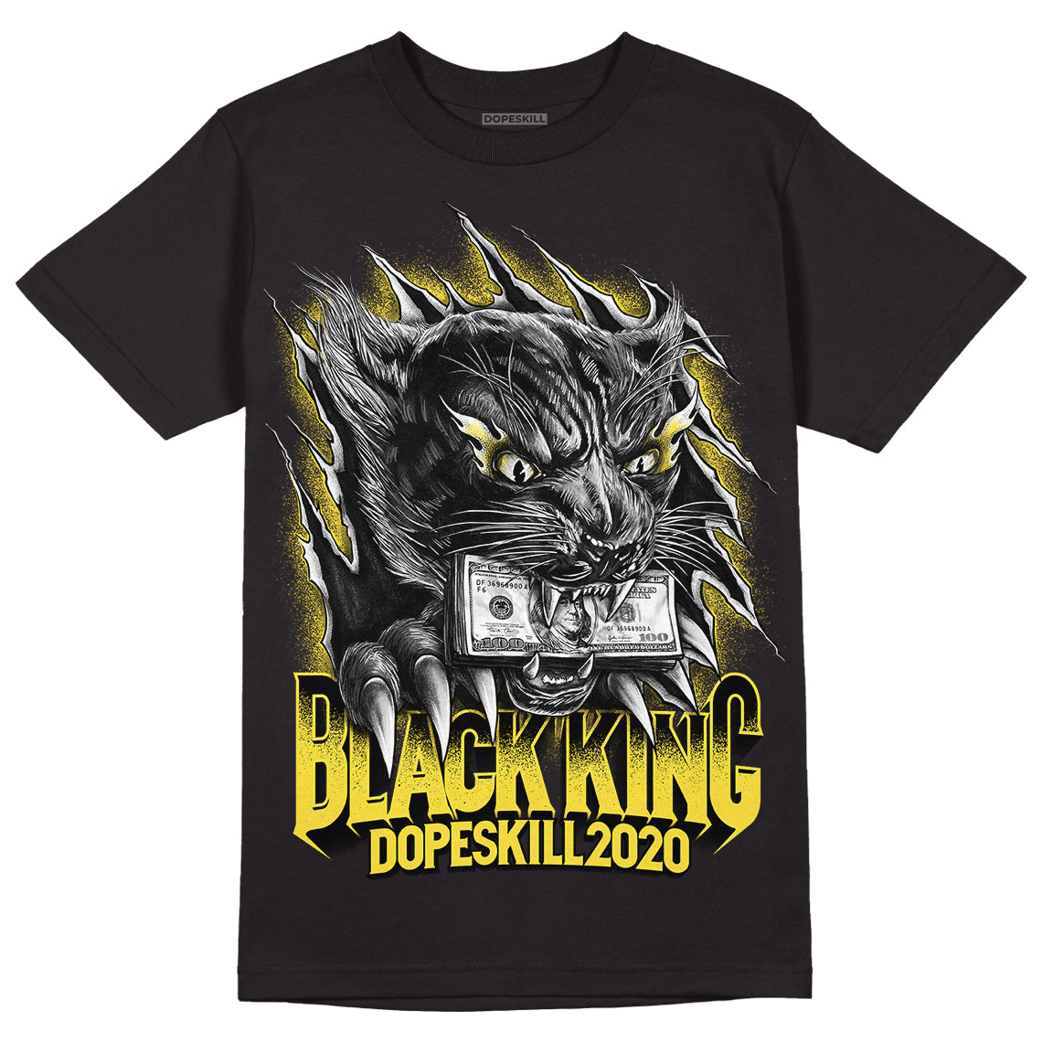 Yellow Snakeskin 11s DopeSkill T-Shirt Black King Graphic