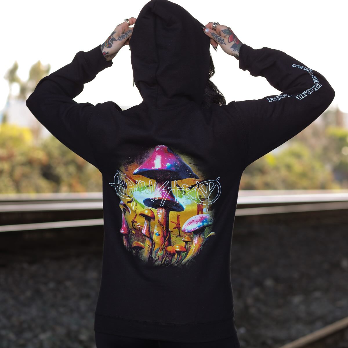 HOPIUM Mushroom Zip Up Hoodie (Black)