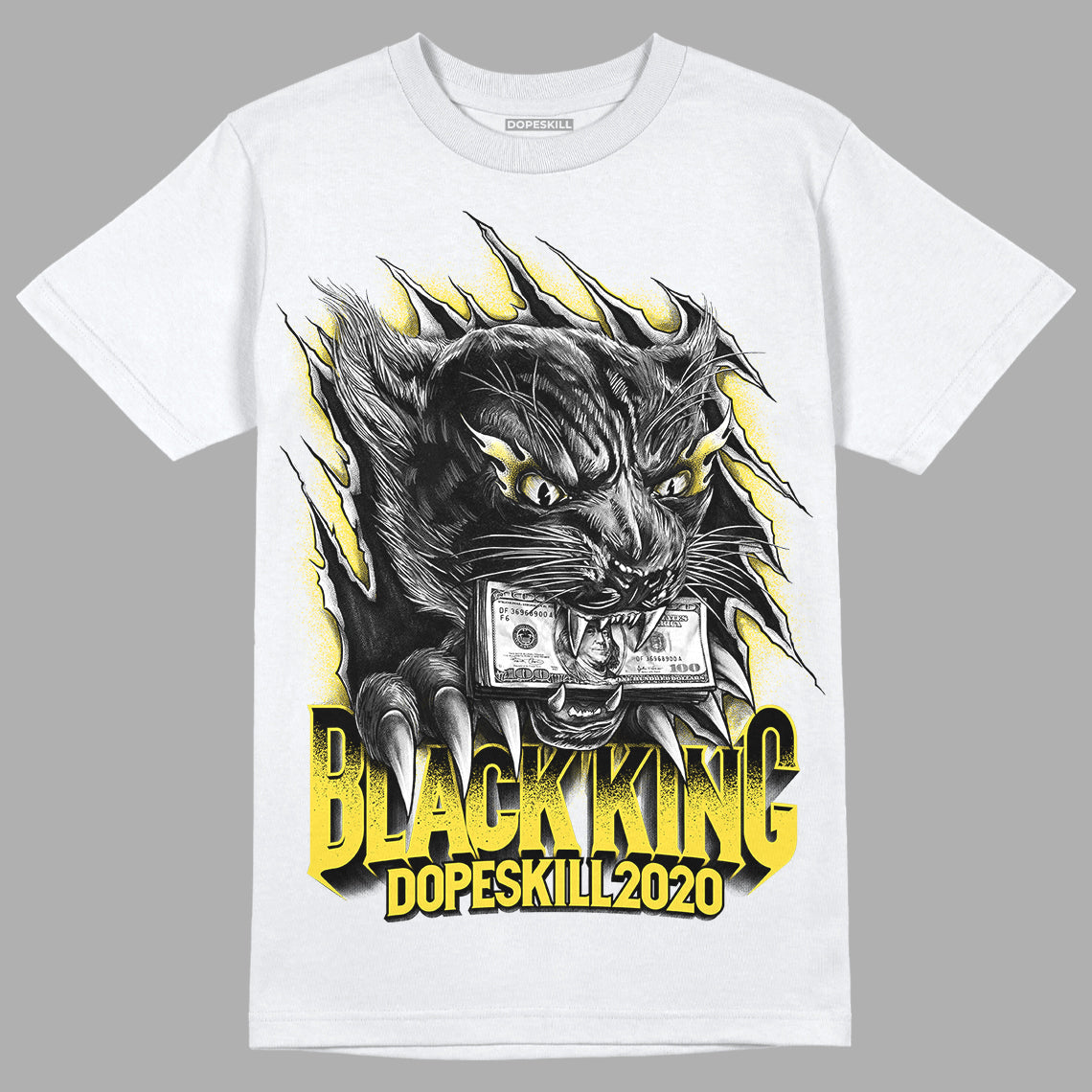 Yellow Snakeskin 11s DopeSkill T-Shirt Black King Graphic