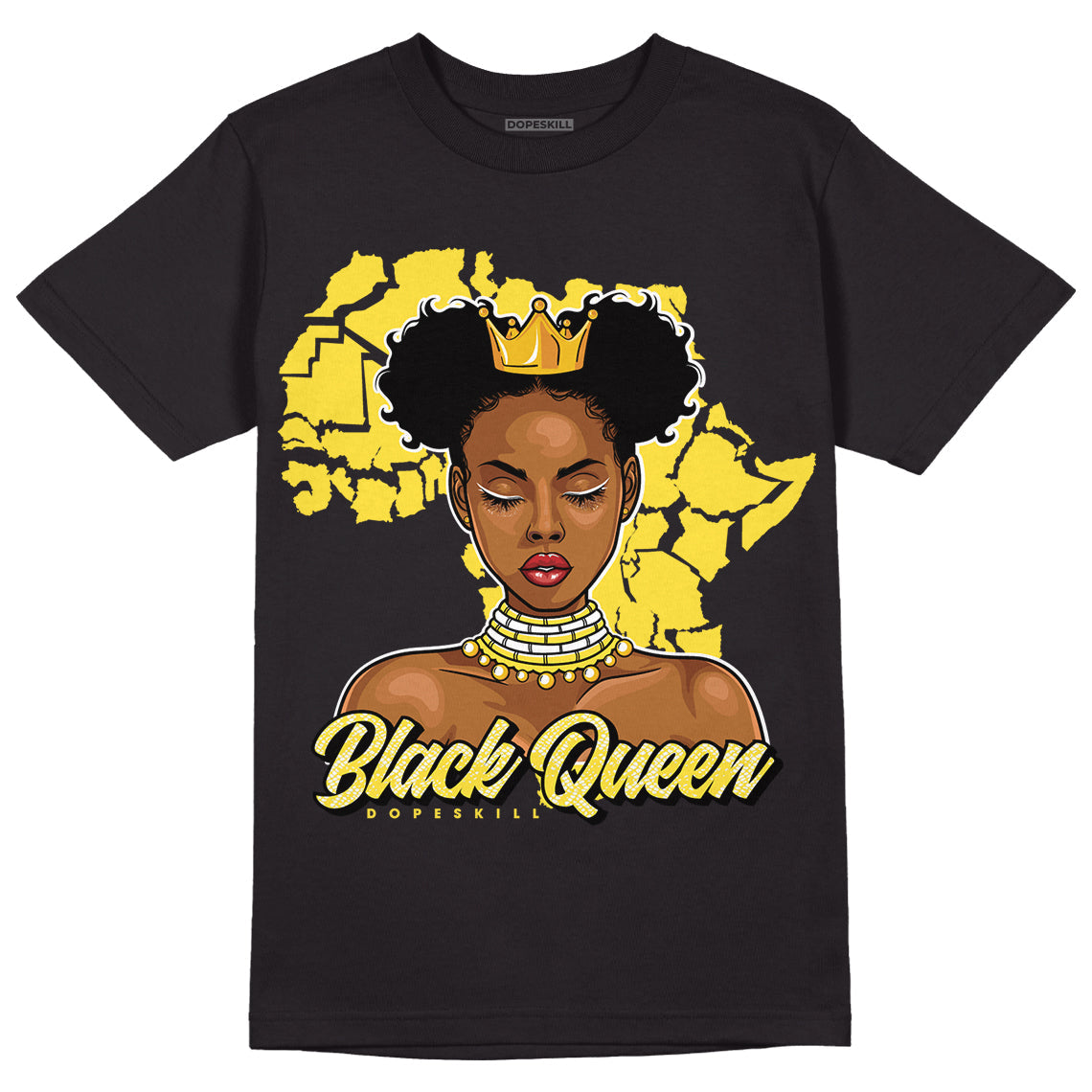 Yellow Snakeskin 11s DopeSkill T-Shirt Black Queen Graphic