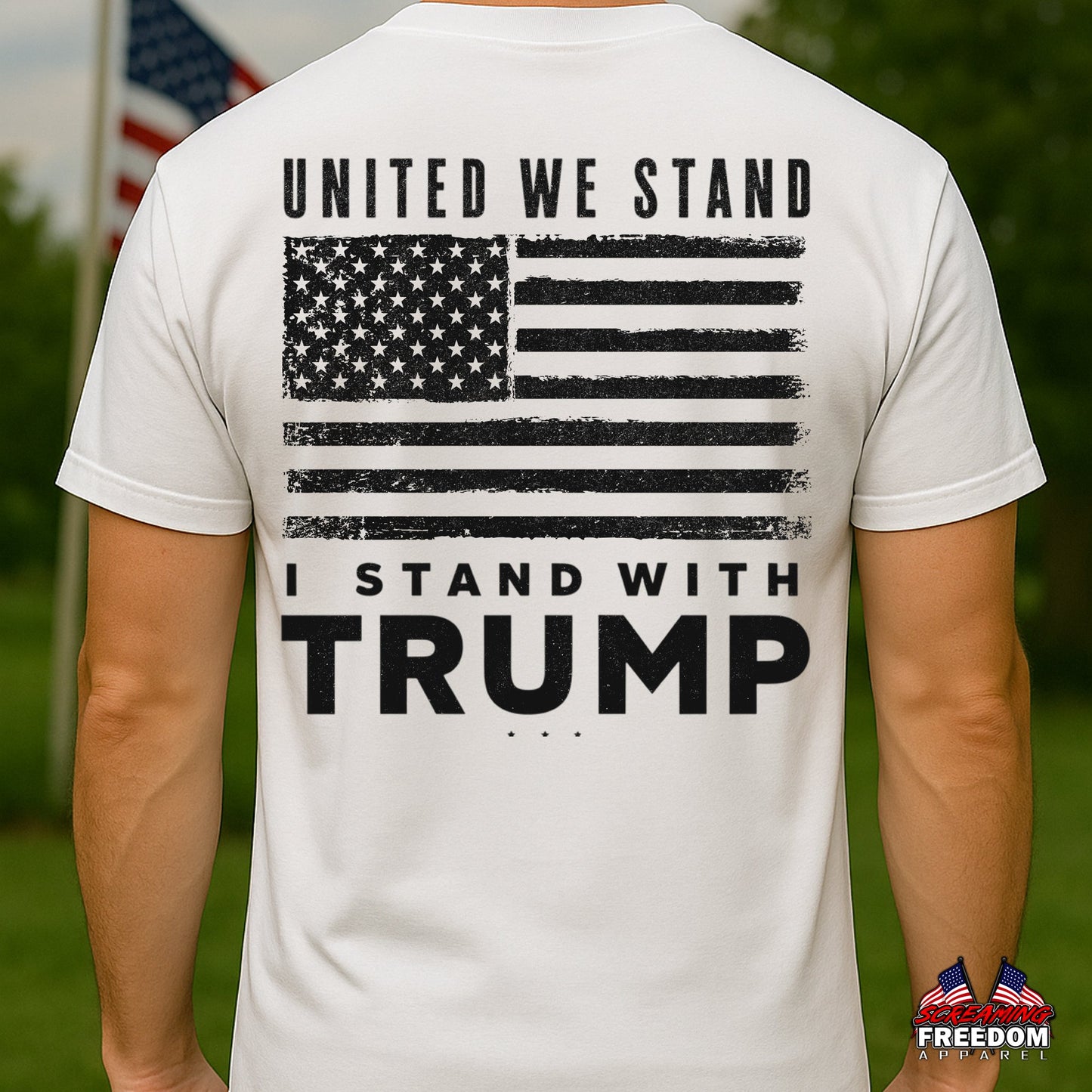 I Stand With Trump T-Shirt Back Print Patriotic USA Unisex Graphic Tee
