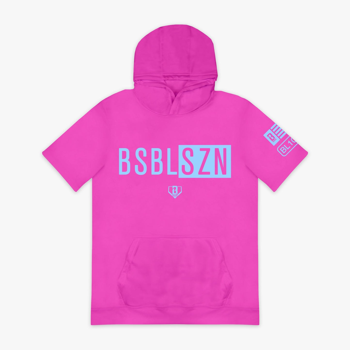 BSBL-SZN Youth Short Sleeve Hoodie V2 - Cotton Candy Pink
