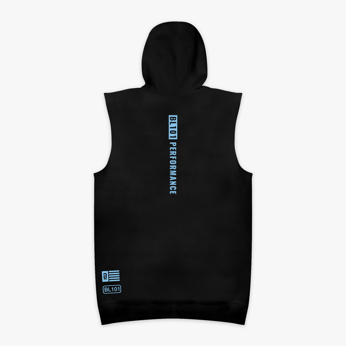 BSBL-SZN Youth Sleeveless Hoodie V3 - Black/Light Blue