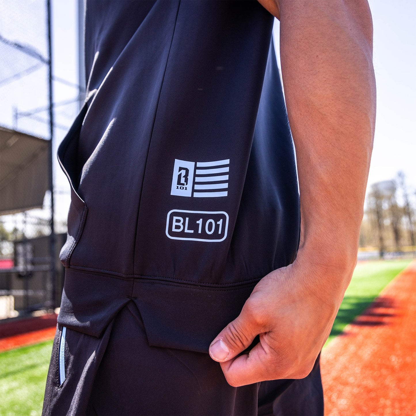 BSBL-SZN Youth Sleeveless Hoodie V3 - Black/Light Blue