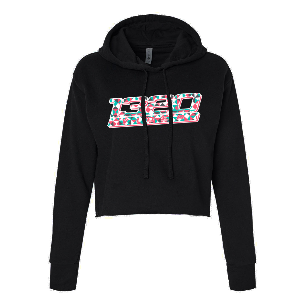 1320Video Women's Black Geometric Crop Hoodie