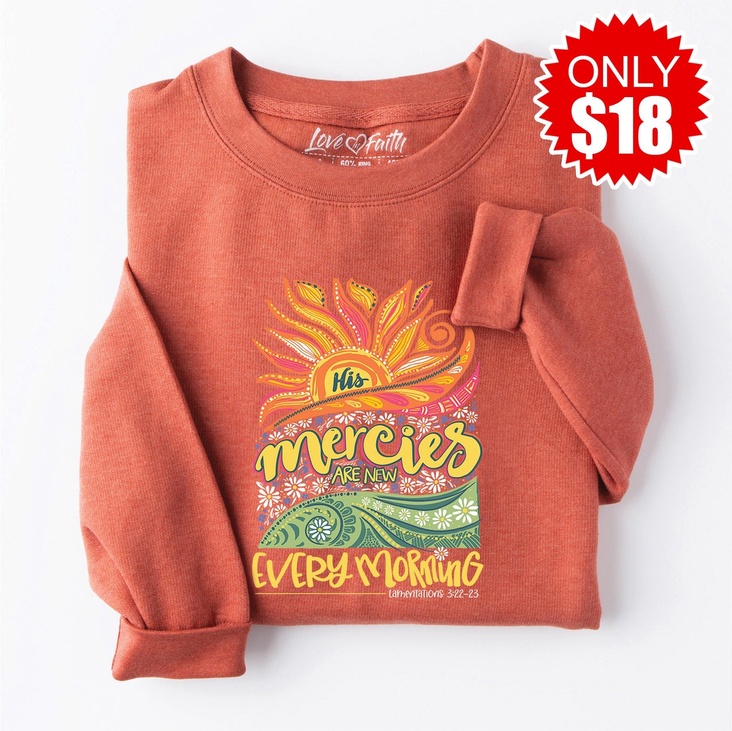 His Mercies Are New Crewneck Sweatshirt - Heather Clay