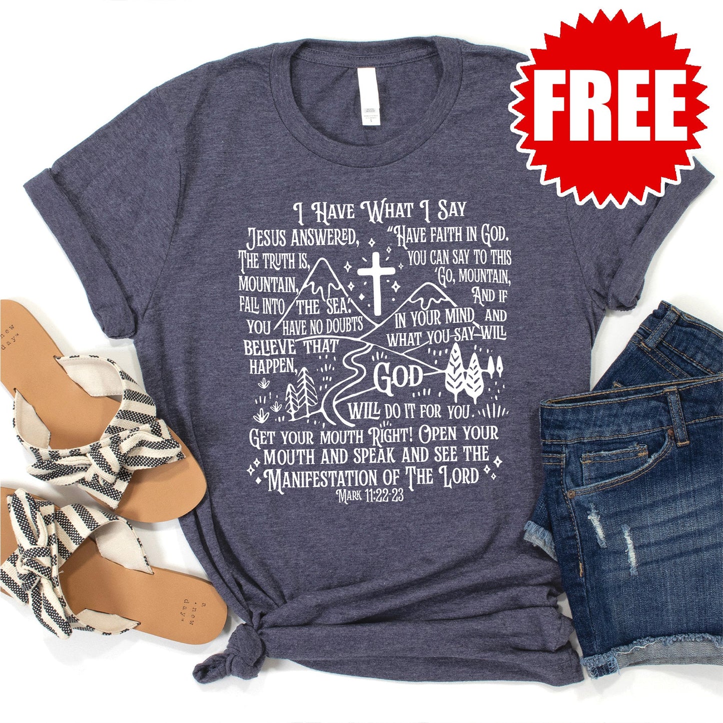 I Have What I Say Tee - Heather Blue Onyx - 0