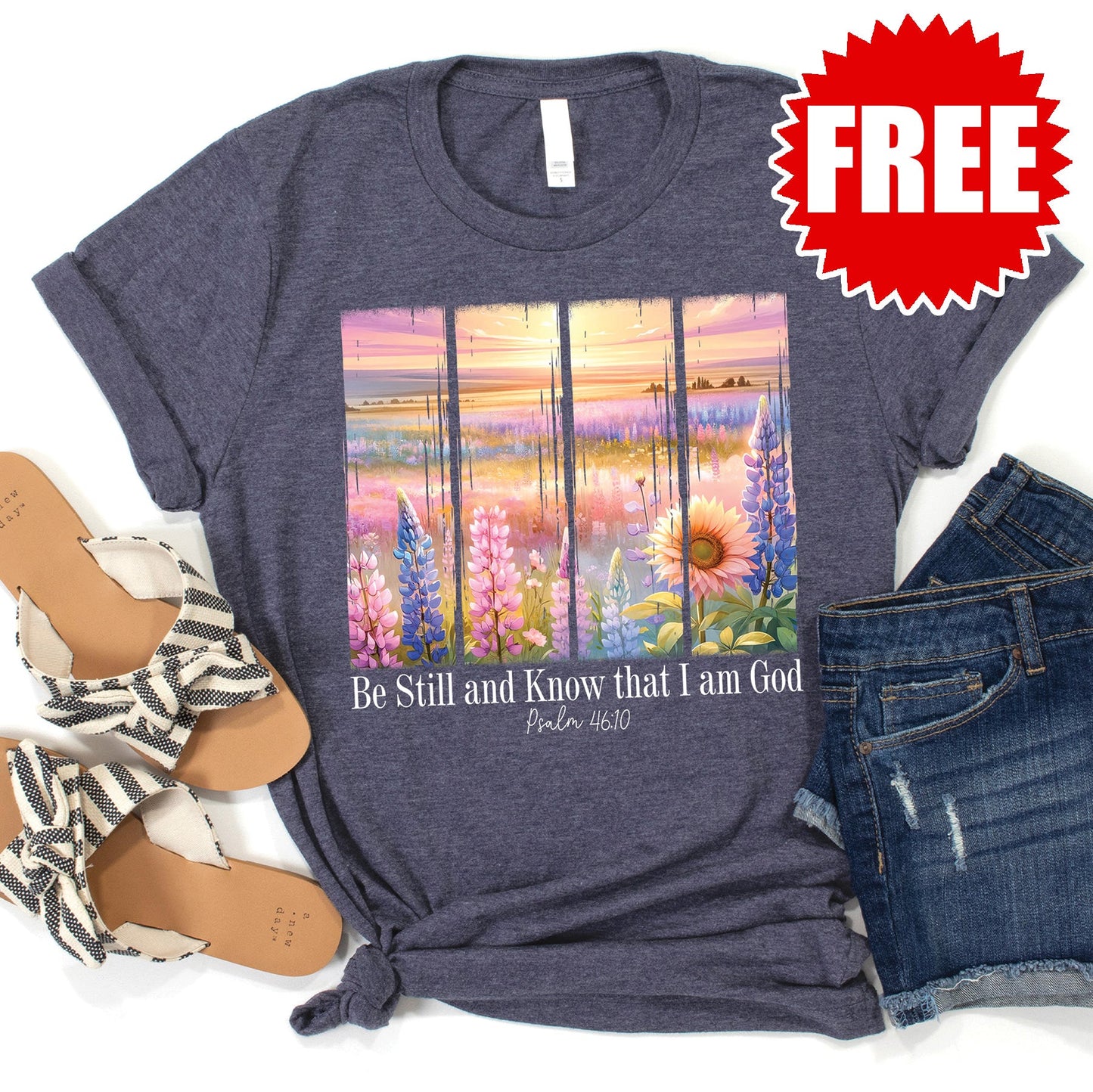 His Mercies are New Tee - Heather Blue Onyx - 0