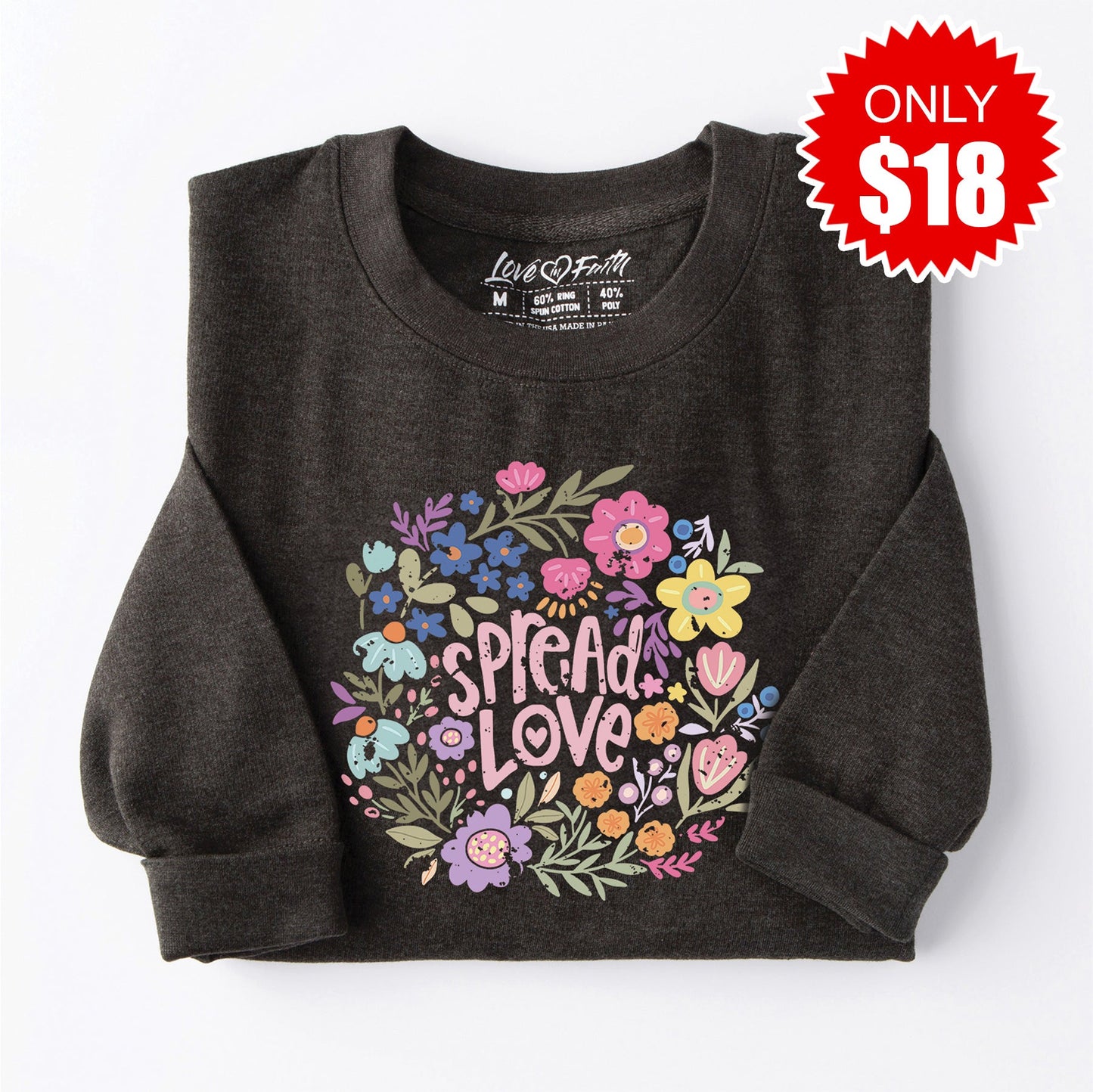 Spread Love Sweatshirt - Heather Charcoal - 18