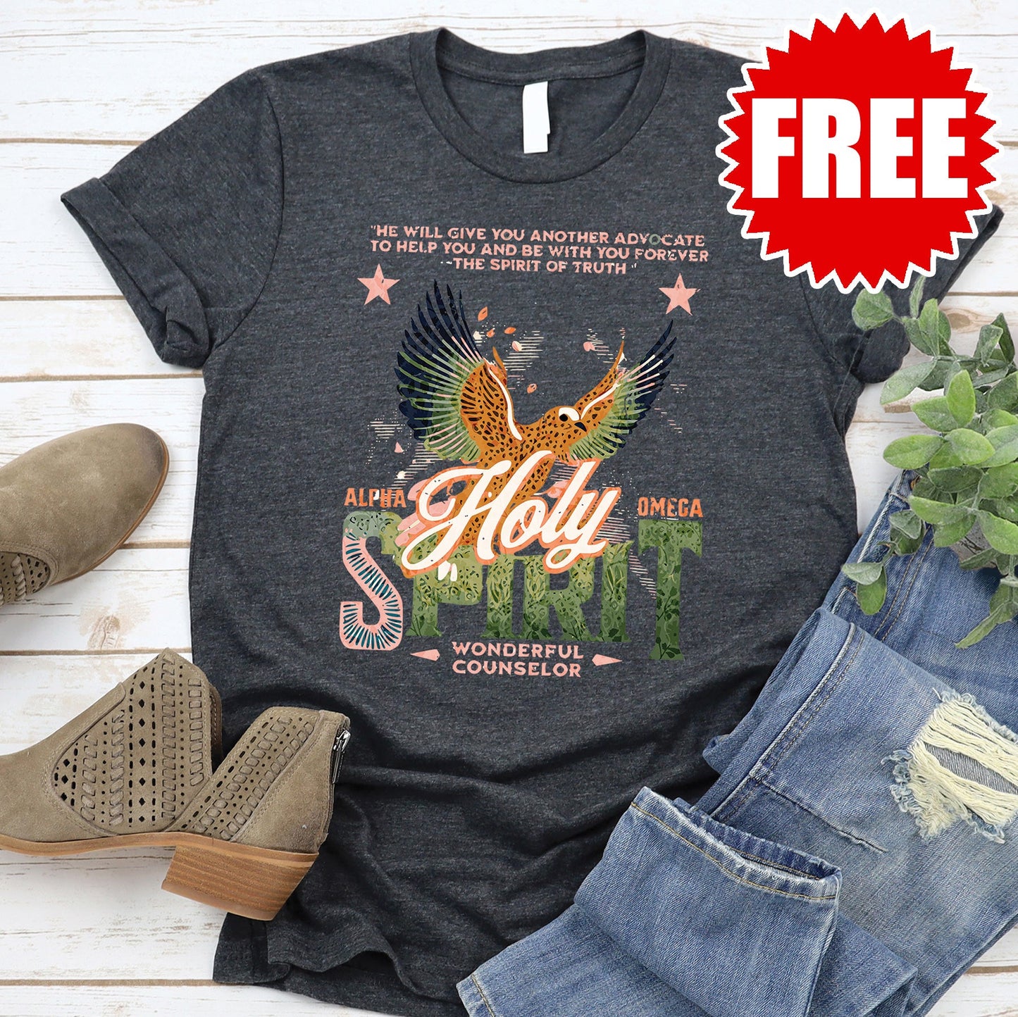 Holy Spirit Tee - Heather Charcoal - 0