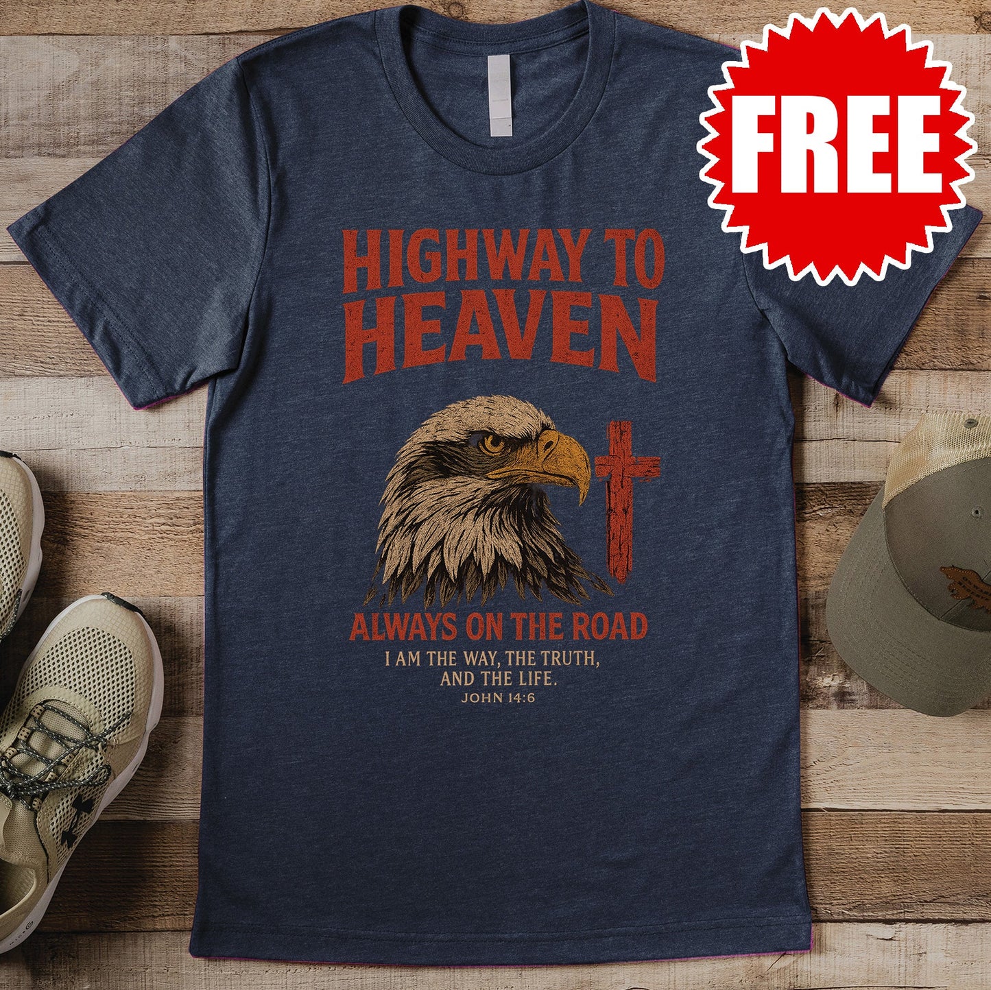 Highway to Heaven Tee - Heather Navy - 0