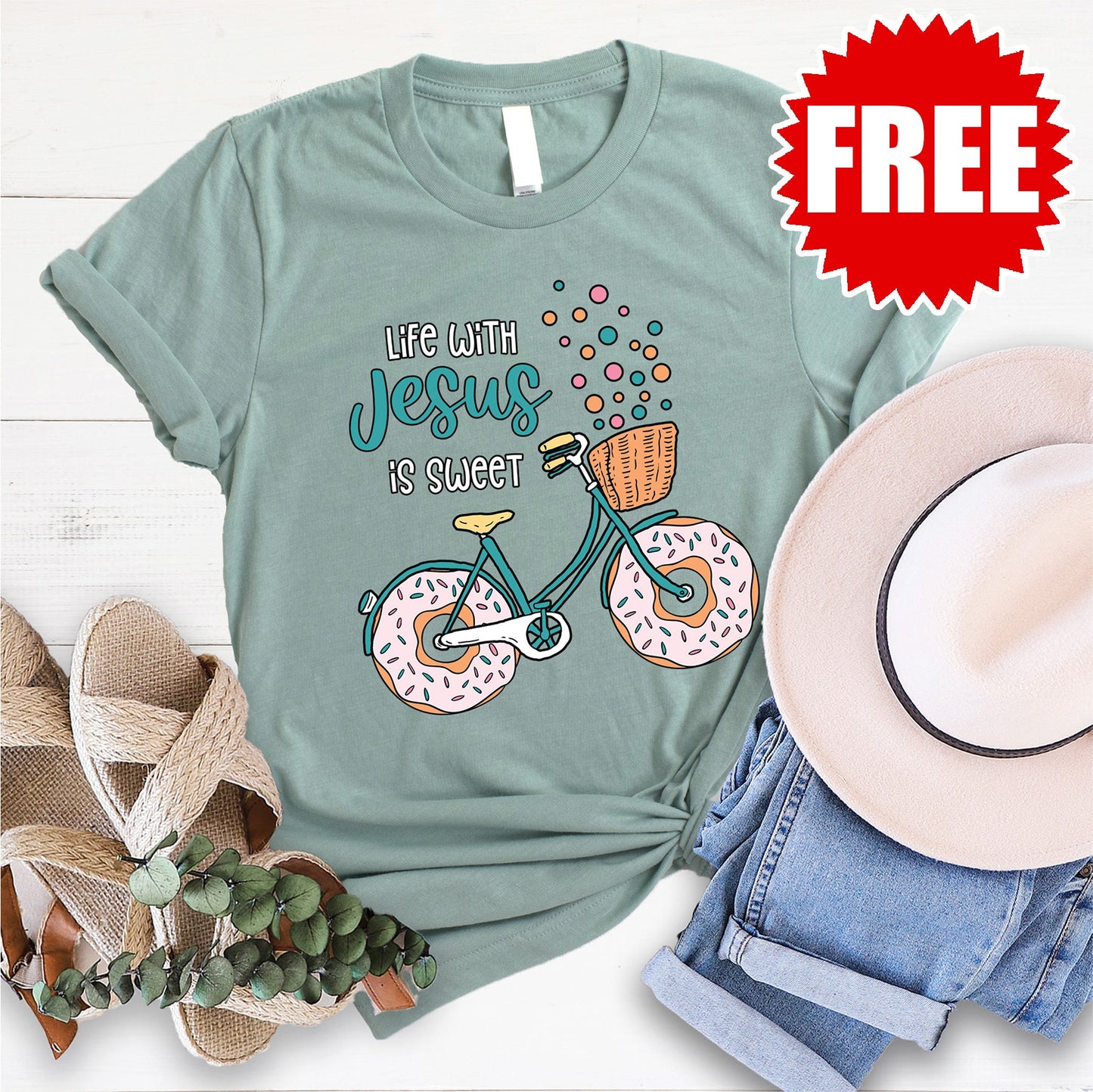Life With Jesus Tee - Heather Sage - 0