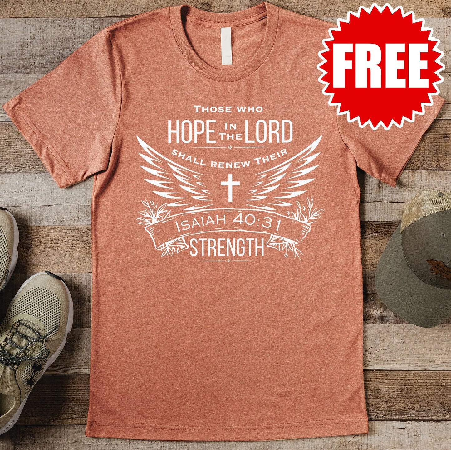 Hope in the Lord Tee - Heather Terracotta - 0